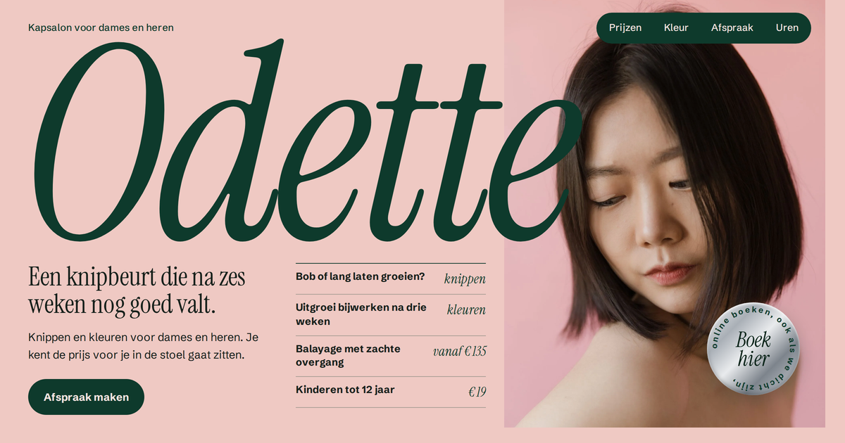 Voorbeeldsite voor een zaak in de sector kapperszaak
