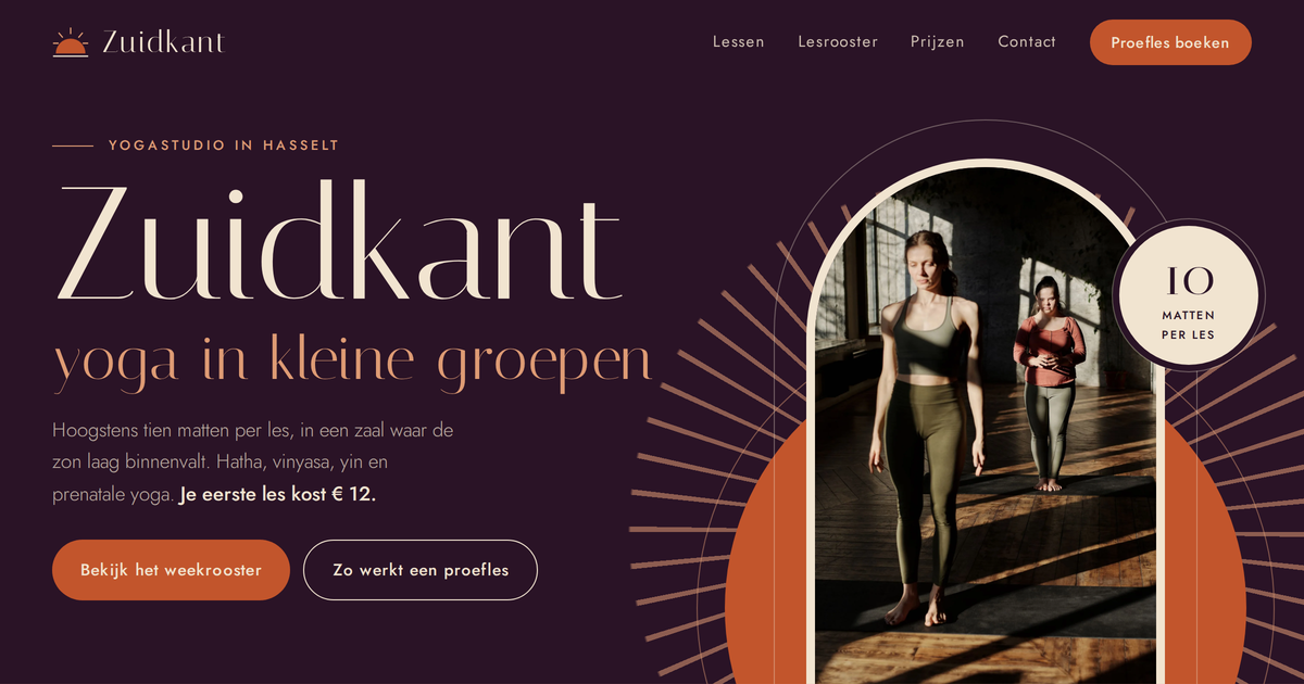 Voorbeeldsite voor een zaak in de sector yogastudio